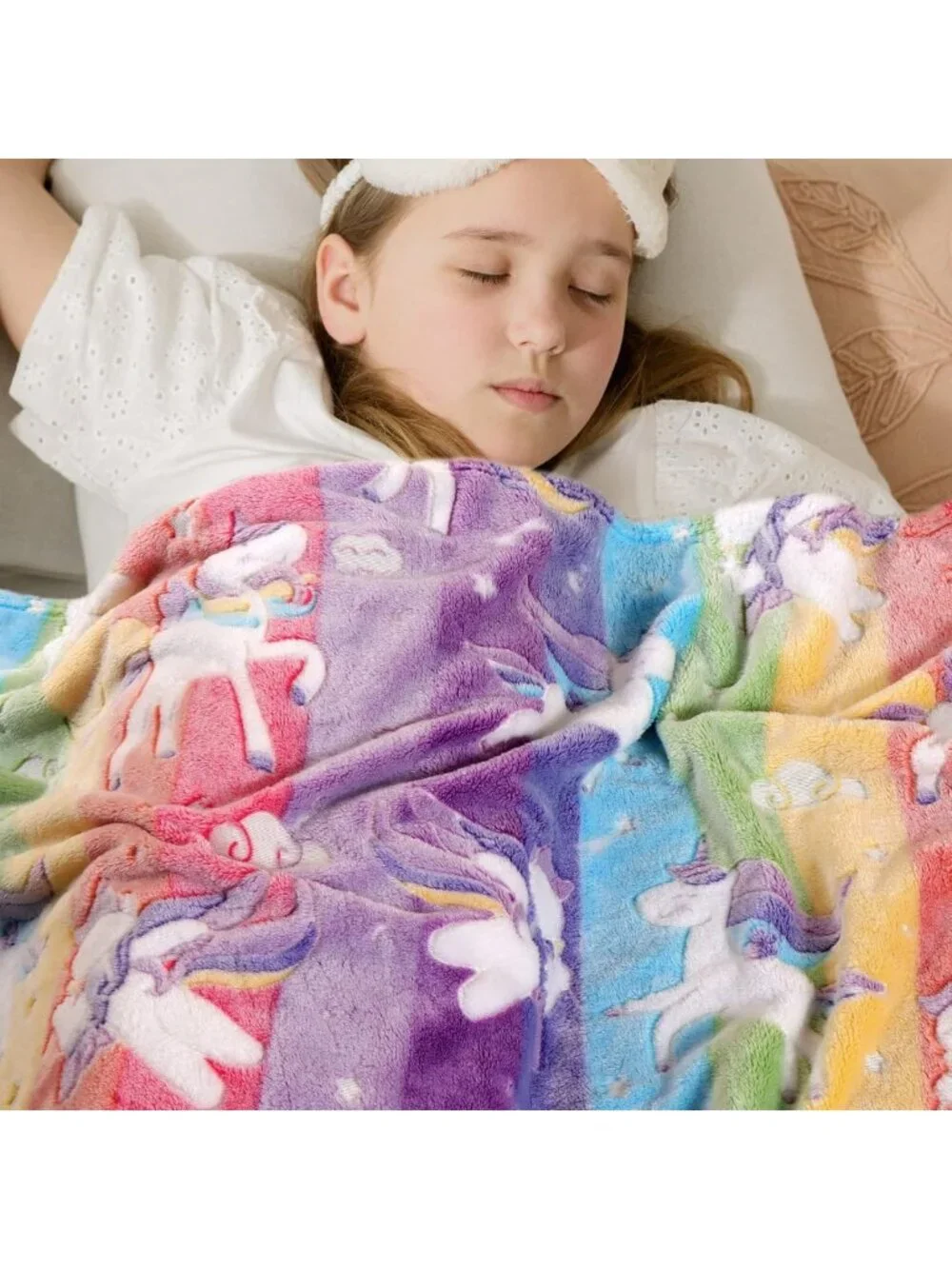 Glow in the Dark Unicorn Blanket for Girls, Soft Cozy Gift for Ages 3-10, 50
